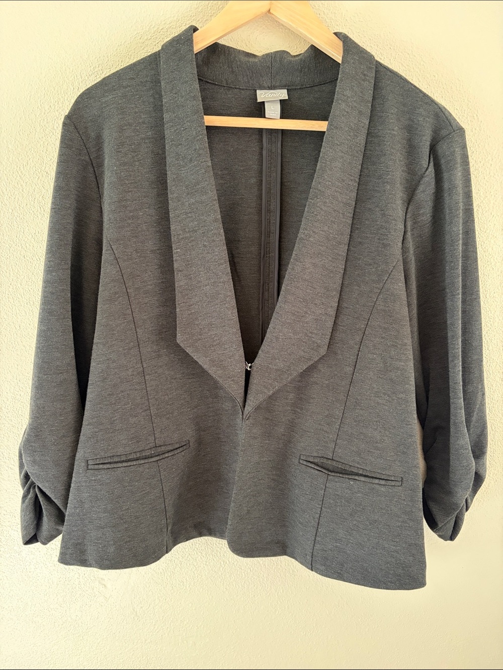 Vanity casual knit blazer with elbow sleeves heather gray | size large